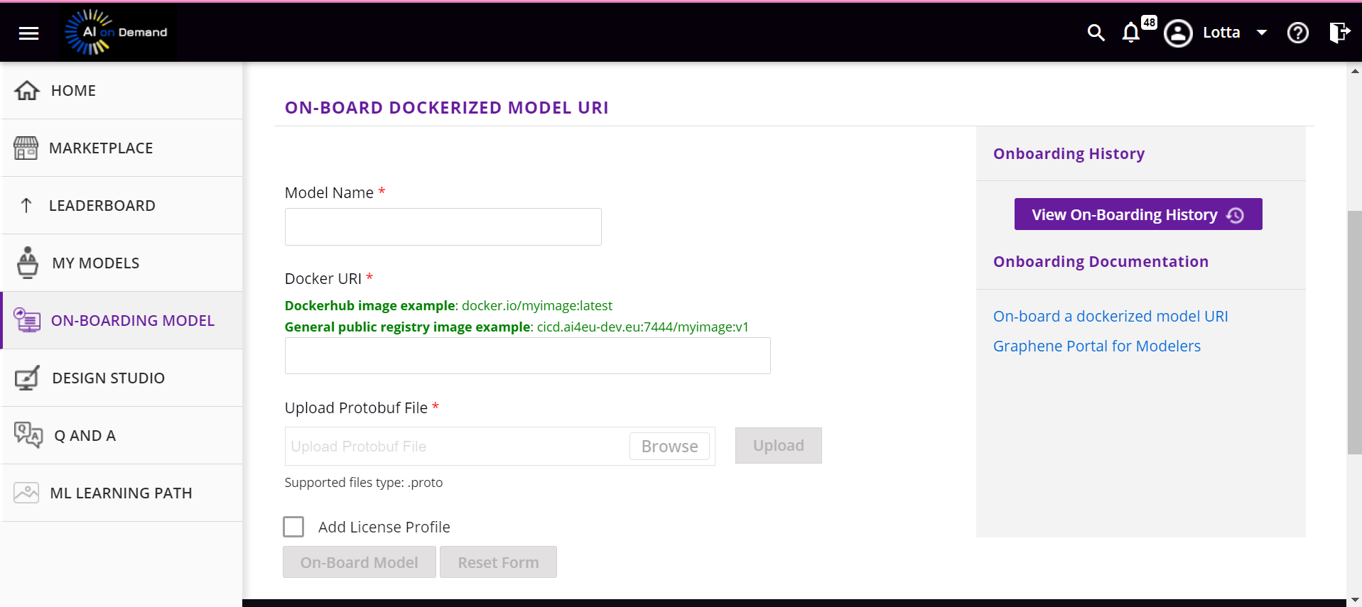 on-boarding page